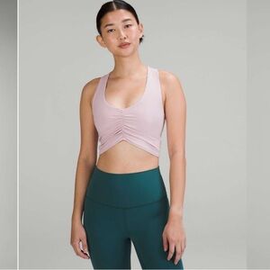 lululemon athletica Ruched Nulu Long line Yoga Bra Light Pink Sports Bra